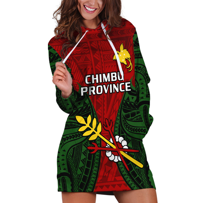 (Custom Personalised) Papua New Guinea Chimbu Province Mix Coat Of Arms Polynesian Art Hoodie Dress