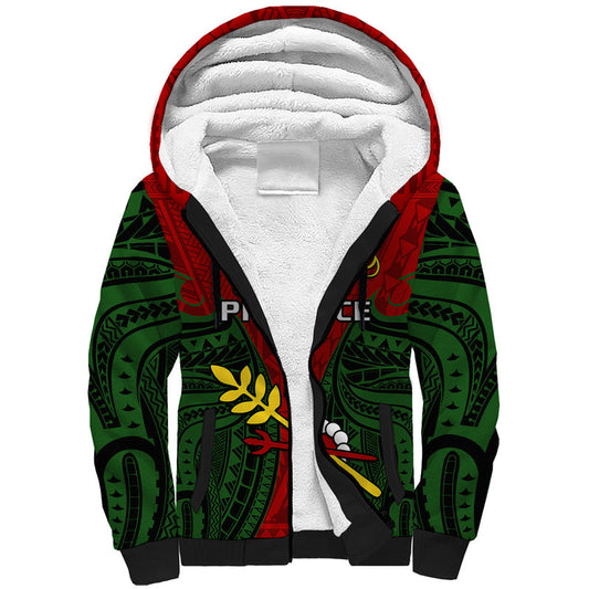 (Custom Personalised) Papua New Guinea Chimbu Province Mix Coat Of Arms Polynesian Art Sherpa Hoodie