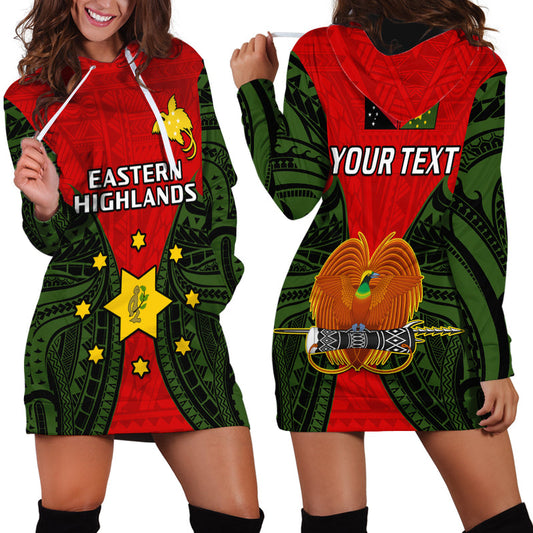 (Custom Personalised) Papua New Guinea Eastern Highlands Province Mix Coat Of Arms Polynesian Art Hoodie Dress