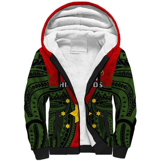 (Custom Personalised) Papua New Guinea Eastern Highlands Province Mix Coat Of Arms Polynesian Art Sherpa Hoodie