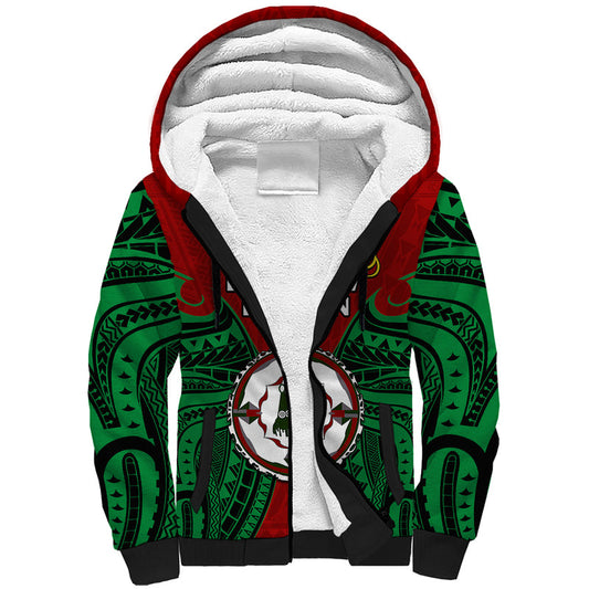 (Custom Personalised) Papua New Guinea East New Britain Province Mix Coat Of Arms Polynesian Art Sherpa Hoodie