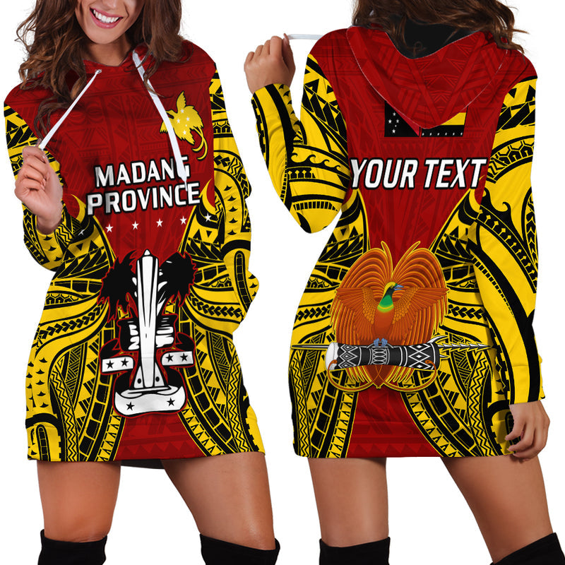 (Custom Personalised) Papua New Guinea Madang Province Mix Coat Of Arms Polynesian Art Hoodie Dress