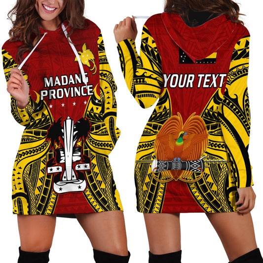 (Custom Personalised) Papua New Guinea Madang Province Mix Coat Of Arms Polynesian Art Hoodie Dress