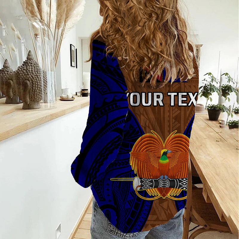 (Custom Personalised) Papua New Guinea Manus Province Mix Coat Of Arms Polynesian Art Women Casual Shirt