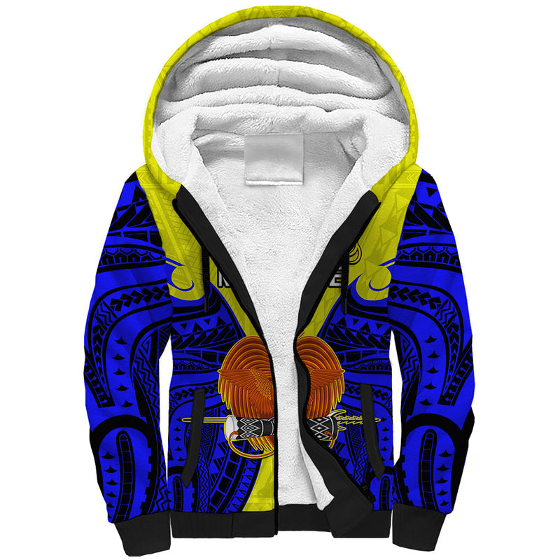 (Custom Personalised) Papua New Guinea Morobe Province Mix Coat Of Arms Polynesian Art Sherpa Hoodie