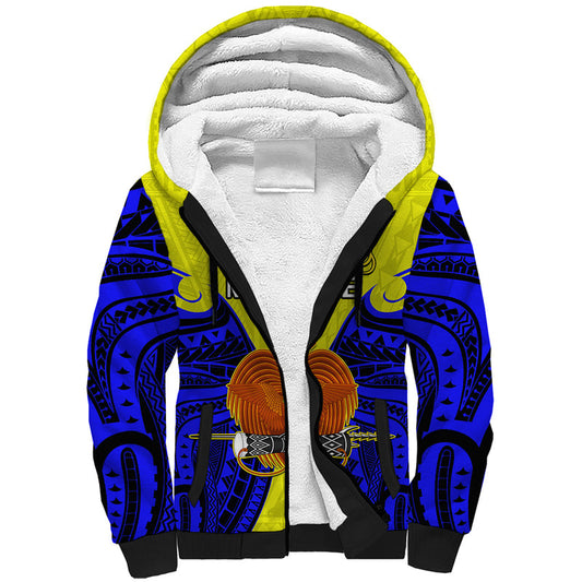 (Custom Personalised) Papua New Guinea Morobe Province Mix Coat Of Arms Polynesian Art Sherpa Hoodie