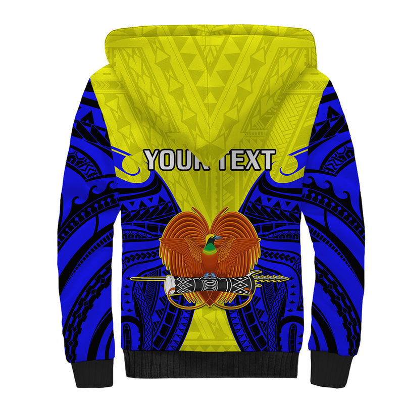 (Custom Personalised) Papua New Guinea Morobe Province Mix Coat Of Arms Polynesian Art Sherpa Hoodie