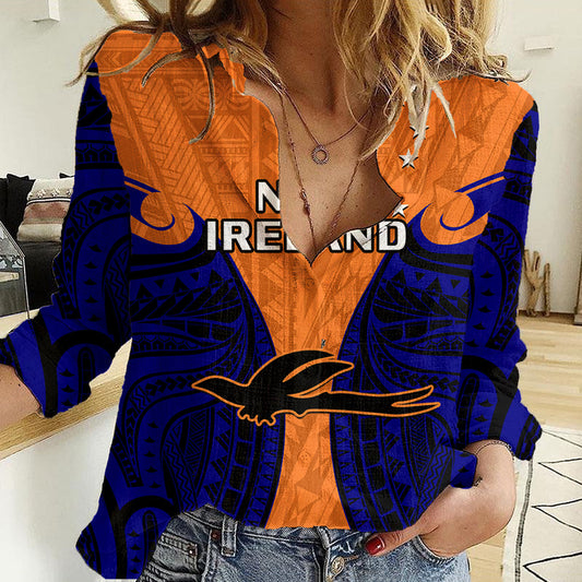 (Custom Personalised) Papua New Guinea New Ireland Province Mix Coat Of Arms Polynesian Art Women Casual Shirt