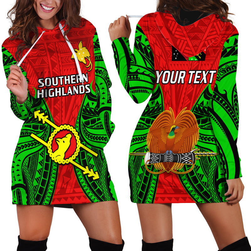 (Custom Personalised) Papua New Guinea Southern Highlands Province Mix Coat Of Arms Polynesian Art Hoodie Dress
