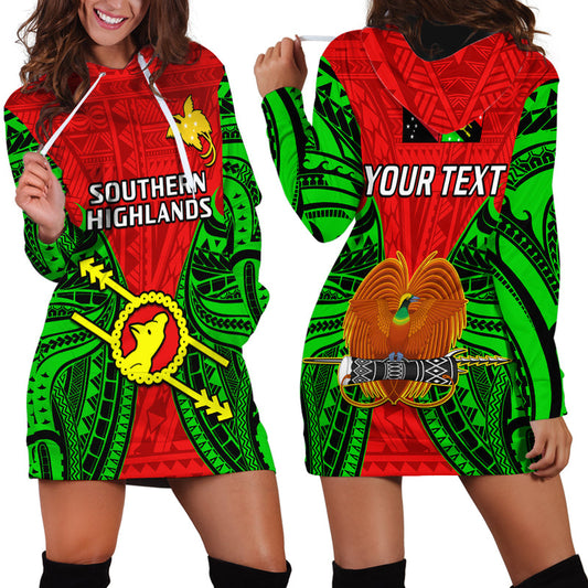 (Custom Personalised) Papua New Guinea Southern Highlands Province Mix Coat Of Arms Polynesian Art Hoodie Dress