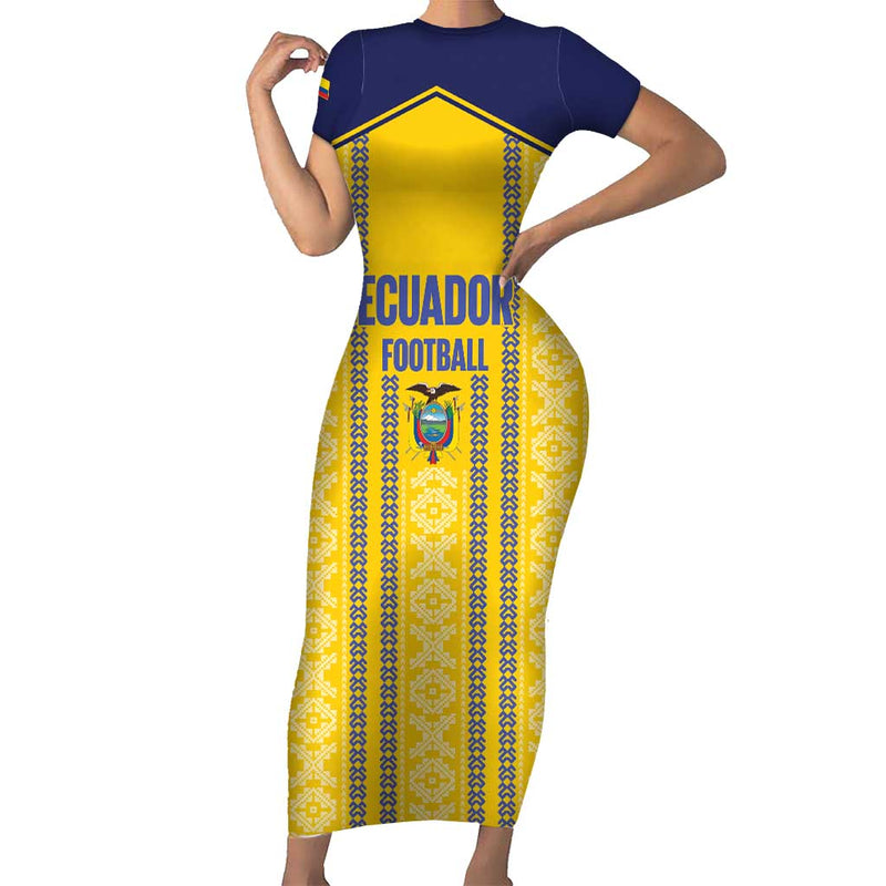 Custom Ecuador Football 2025 Come On La Tricolor Short Sleeve Bodycon Dress