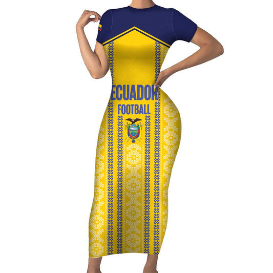 Custom Ecuador Football 2025 Come On La Tricolor Short Sleeve Bodycon Dress