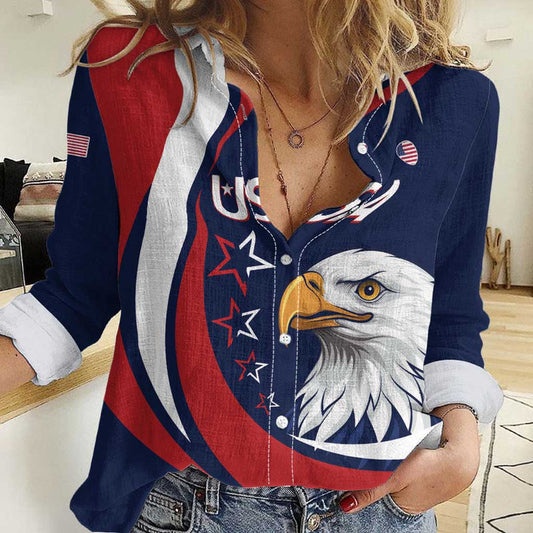 Custom USA Rugby Go Eagles Sporty Style Women Casual Shirt