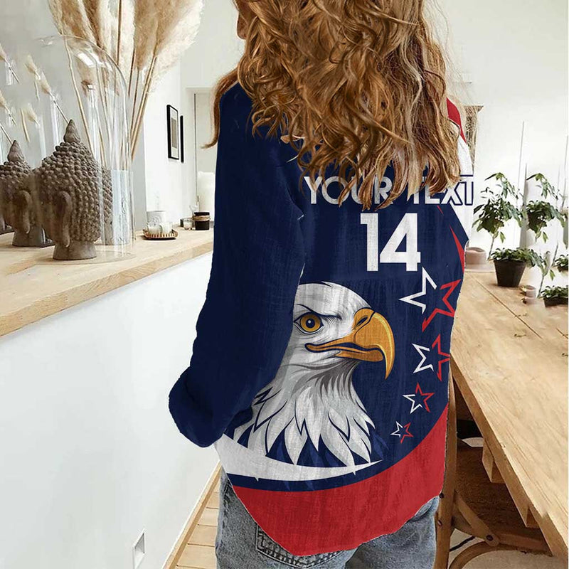Custom USA Rugby Go Eagles Sporty Style Women Casual Shirt