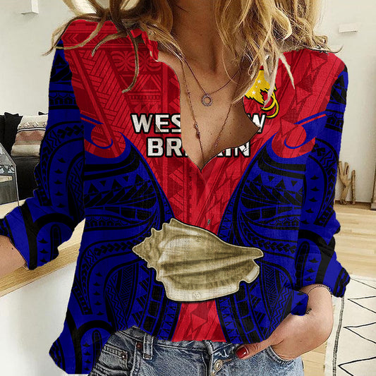 (Custom Personalised) Papua New Guinea West New Britain Province Mix Coat Of Arms Polynesian Art Women Casual Shirt
