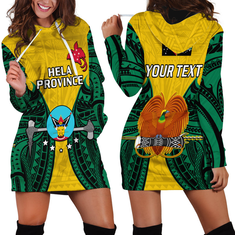 (Custom Personalised) Papua New Guinea Hela Province Mix Coat Of Arms Polynesian Art Hoodie Dress