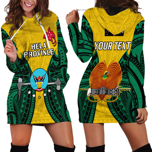 (Custom Personalised) Papua New Guinea Hela Province Mix Coat Of Arms Polynesian Art Hoodie Dress