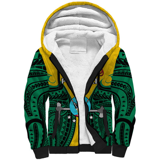 (Custom Personalised) Papua New Guinea Hela Province Mix Coat Of Arms Polynesian Art Sherpa Hoodie