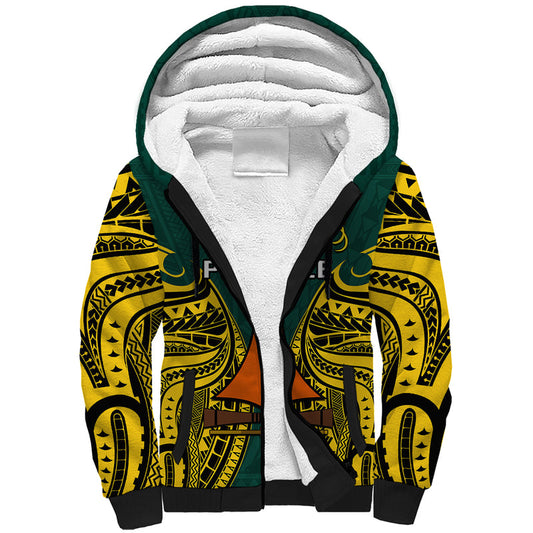 (Custom Personalised) Papua New Guinea Jiwaka Province Mix Coat Of Arms Polynesian Art Sherpa Hoodie