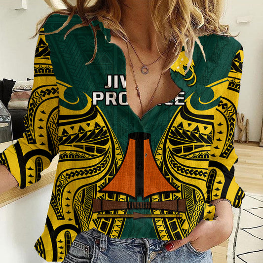 (Custom Personalised) Papua New Guinea Jiwaka Province Mix Coat Of Arms Polynesian Art Women Casual Shirt