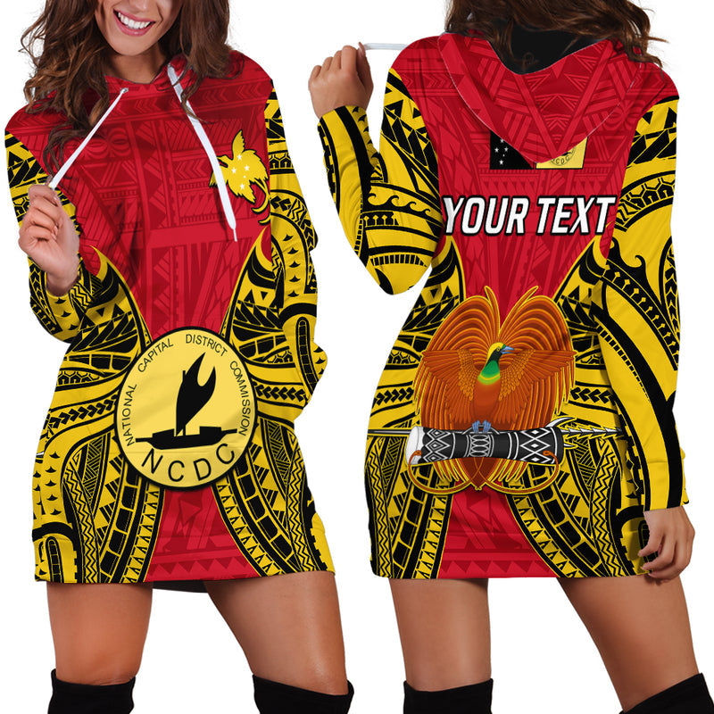 (Custom Personalised) Papua New Guinea National Capital District Mix Coat Of Arms Polynesian Art Hoodie Dress
