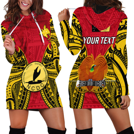 (Custom Personalised) Papua New Guinea National Capital District Mix Coat Of Arms Polynesian Art Hoodie Dress