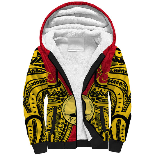 (Custom Personalised) Papua New Guinea National Capital District Mix Coat Of Arms Polynesian Art Sherpa Hoodie