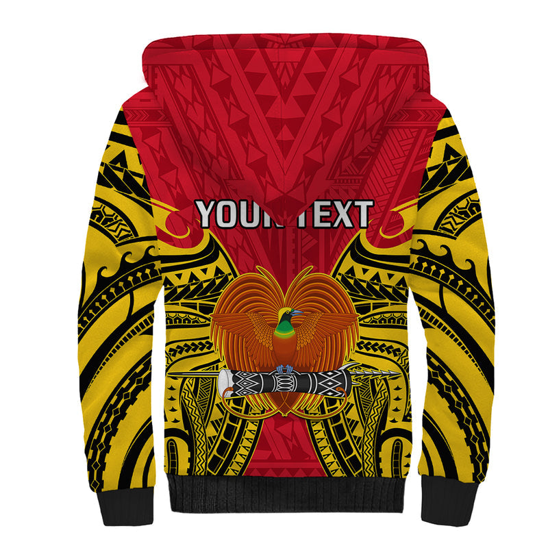 (Custom Personalised) Papua New Guinea National Capital District Mix Coat Of Arms Polynesian Art Sherpa Hoodie