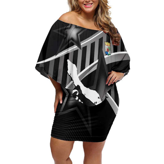 Custom Curacao Football Go La Familia Azul Black Style Off Shoulder Short Dress