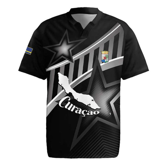 Custom Curacao Football Go La Familia Azul Black Style Rugby Jersey