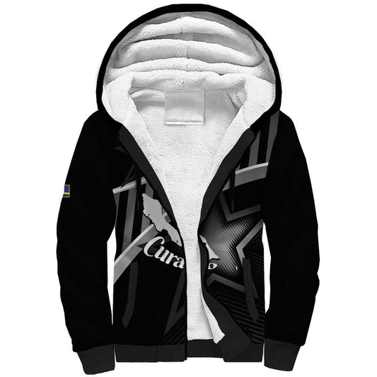 Custom Curacao Football Go La Familia Azul Black Style Sherpa Hoodie