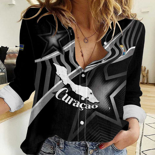 Custom Curacao Football Go La Familia Azul Black Style Women Casual Shirt