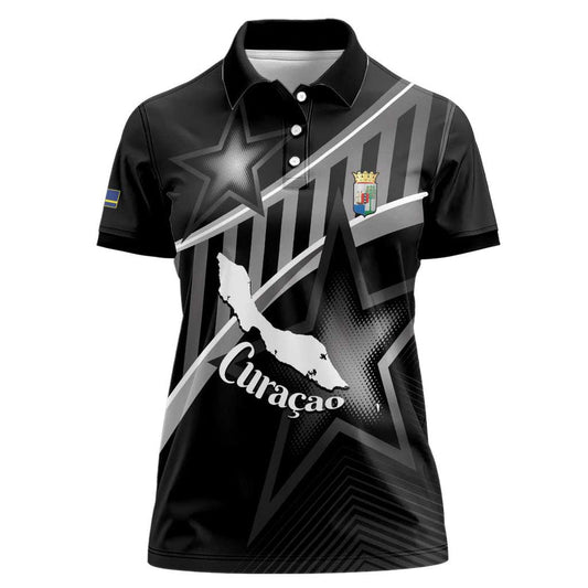 Custom Curacao Football Go La Familia Azul Black Style Women Polo Shirt