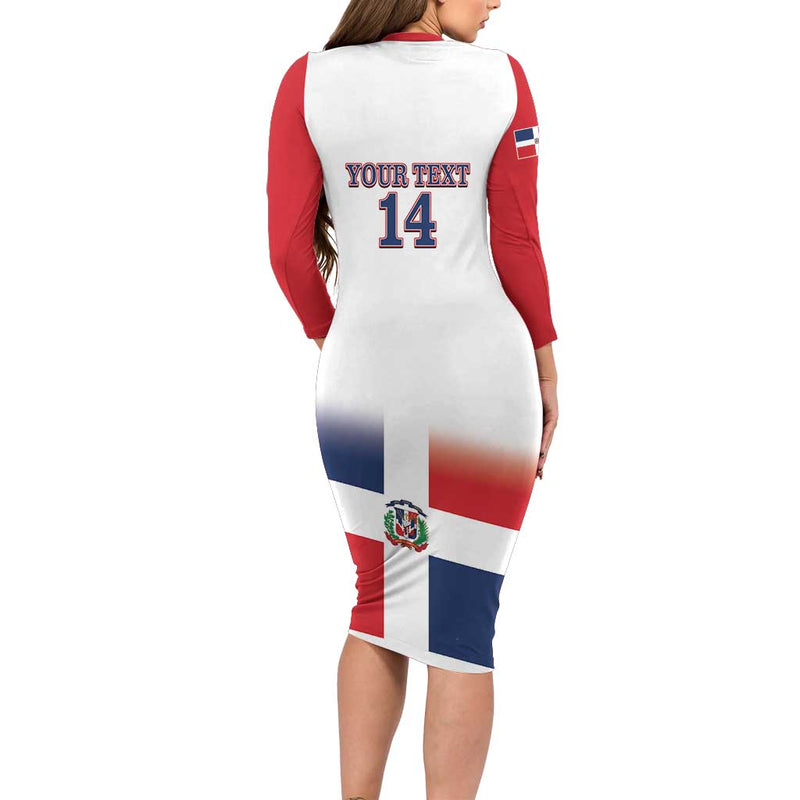 Custom Dominican Republic 2025 Baseball Go Champions Flag Style Long Sleeve Bodycon Dress