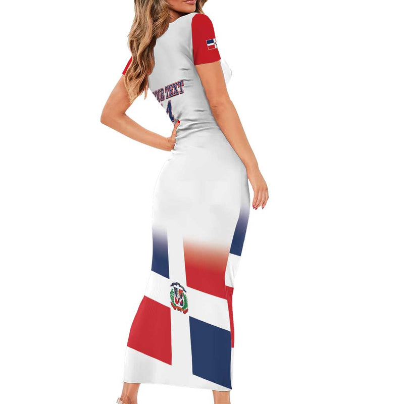Custom Dominican Republic 2025 Baseball Go Champions Flag Style Short Sleeve Bodycon Dress