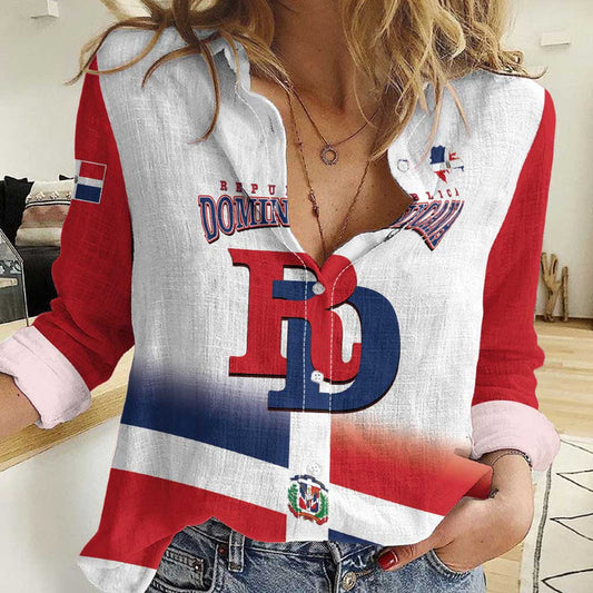 Custom Dominican Republic 2025 Baseball Go Champions Flag Style Women Casual Shirt