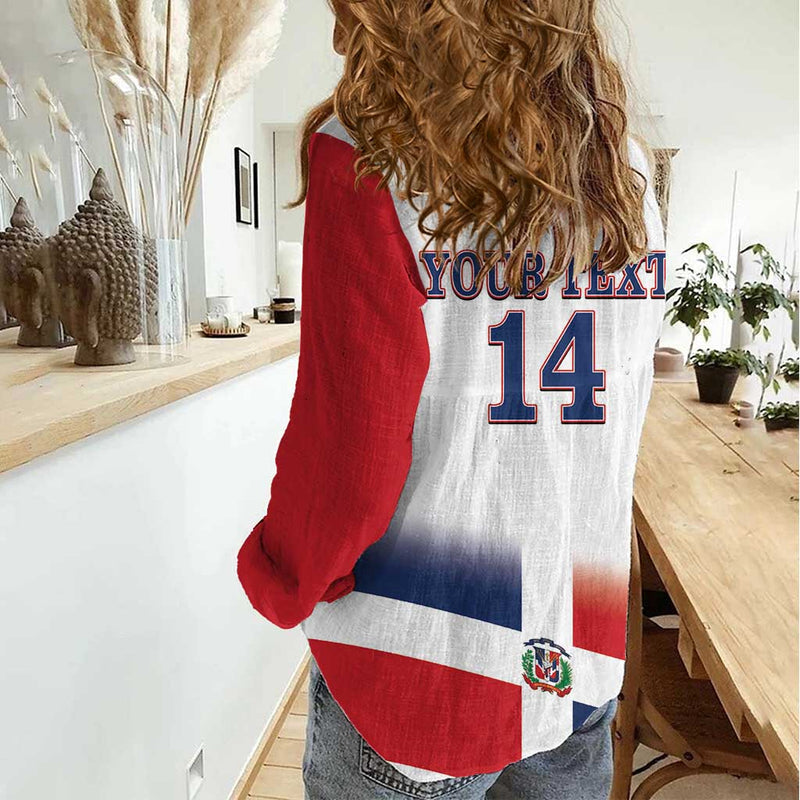 Custom Dominican Republic 2025 Baseball Go Champions Flag Style Women Casual Shirt