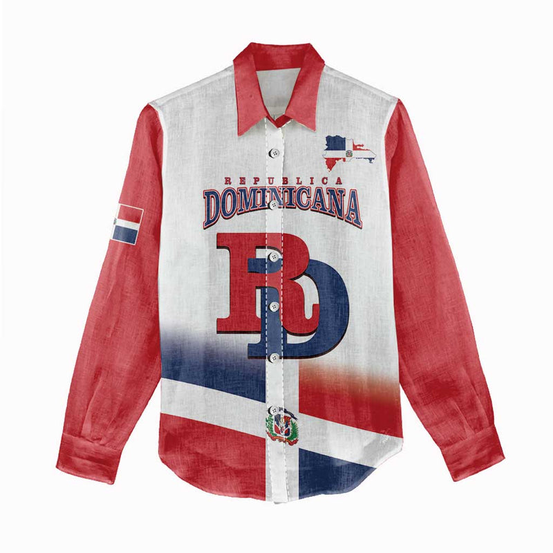Custom Dominican Republic 2025 Baseball Go Champions Flag Style Women Casual Shirt