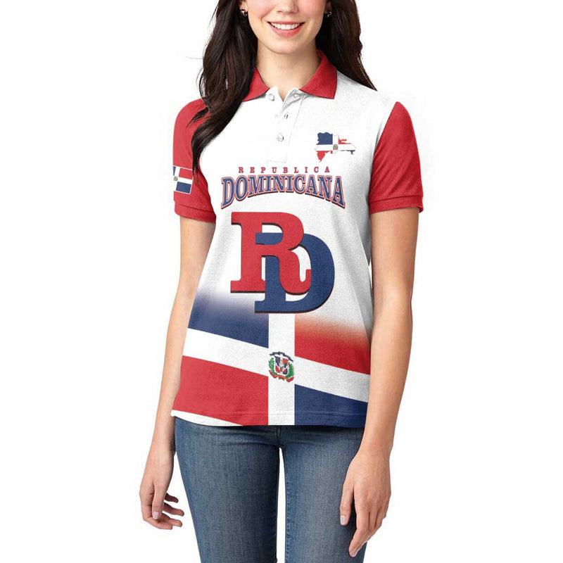 Custom Dominican Republic 2025 Baseball Go Champions Flag Style Women Polo Shirt