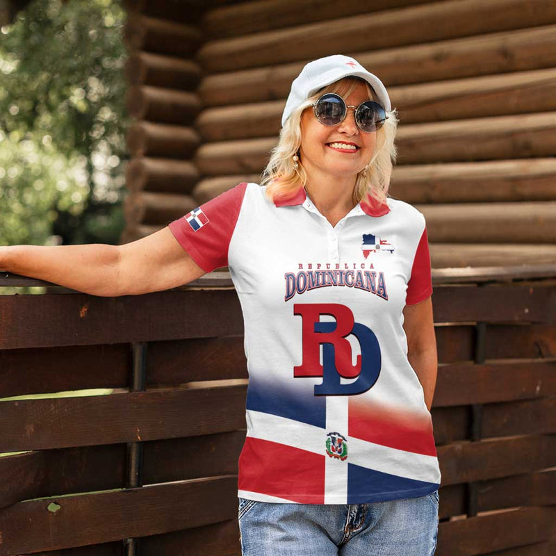 Custom Dominican Republic 2025 Baseball Go Champions Flag Style Women Polo Shirt
