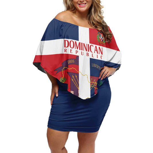 Custom Dominican Republic Football Go Champions Flag Style Off Shoulder Short Dress
