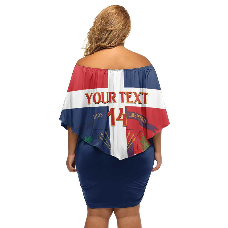 Custom Dominican Republic Football Go Champions Flag Style Off Shoulder Short Dress