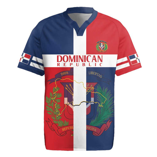 Custom Dominican Republic Football Go Champions Flag Style Rugby Jersey