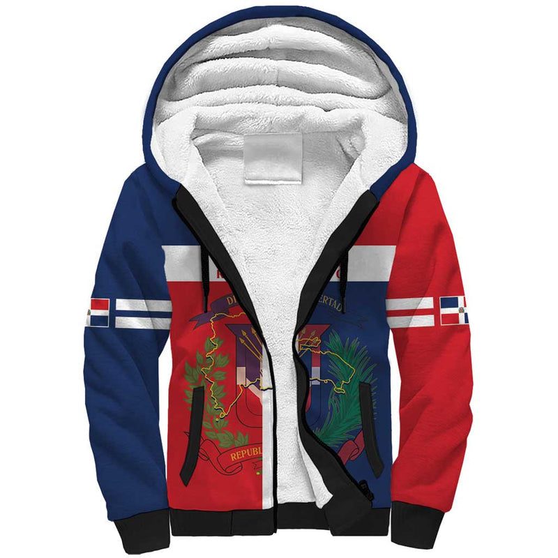 Custom Dominican Republic Football Go Champions Flag Style Sherpa Hoodie