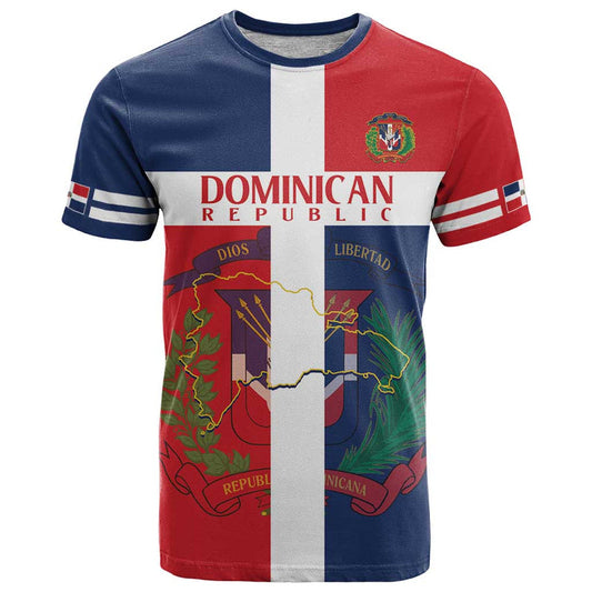 Custom Dominican Republic Football Go Champions Flag Style T Shirt