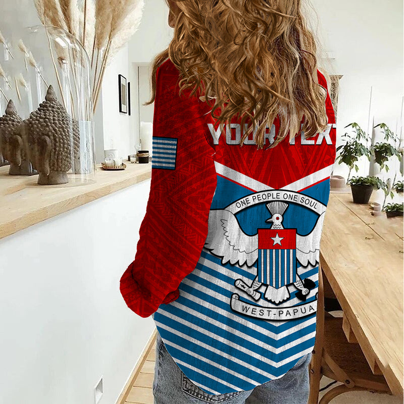 (Custom Personalised) West Papua Coat Of Arms And Morning Star Flag Women Casual Shirt