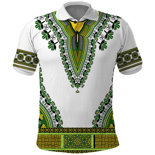 Africa African Dashiki Royal Green Version Polo Shirt