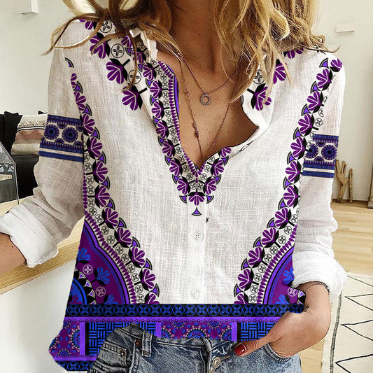 Africa African Dashiki Royal Purple Version Women Casual Shirt