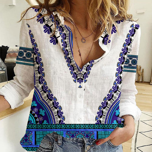 Africa African Dashiki Royal Blue Version Women Casual Shirt