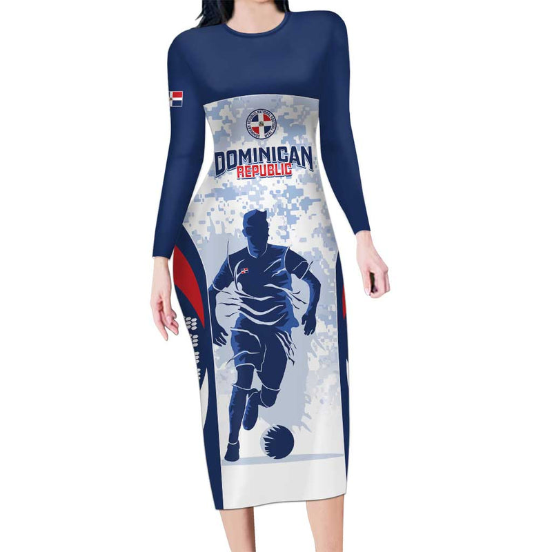 Custom Dominican Republic Football Vamos Los Quisqueyanos Long Sleeve Bodycon Dress